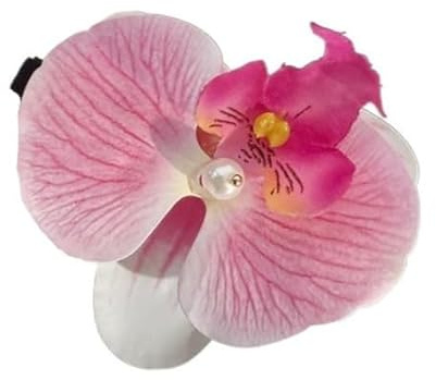 Haarspange mit rosa Orchideen, süße Haarspange für Damen und Mädchen, niedliche rosa Orchidee, elegant, geeignet für gewelltes, lockiges, glattes Haar, Haarspangen