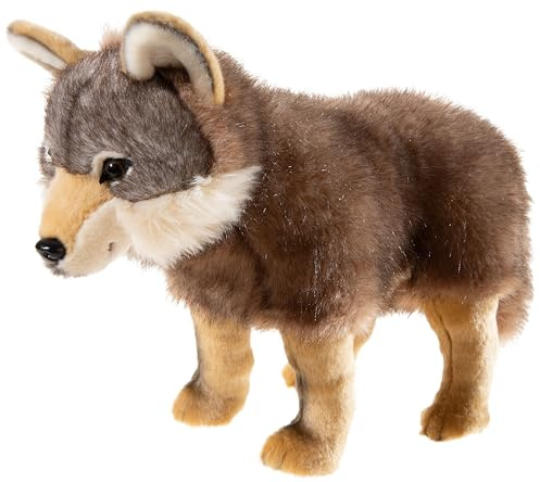 MISANIMO Wolf stehend | Naturgetreues Design, Samtig weicher Plüsch, Stabile Standposition, Ab 0 Monate geeignet, Spielen & Dekorieren