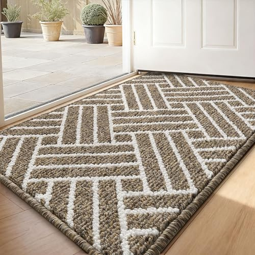 Sour Lemon Fußmatte 50x80cm – rutschfeste & Waschbare Schmutzfangmatte – Linienmuster Hochsaugfähige Türmatte für Innen und Außen,Eingang & Haustür,Hund,Küche,Patio, Flur, Garten