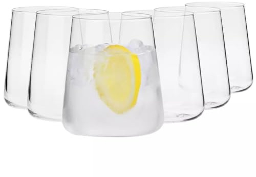 Krosno – Verres à Eau, Jus, Cocktails et Boissons 430 ml – Lot de 6 – Collection Avant-Garde – Cristal Sans Plomb – Design Moderne