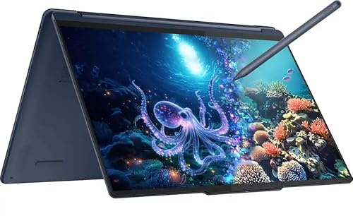 Lenovo Yoga 9i 2-in-1 Aura Edition Laptop, Intel Ultra 7 258V, 14 Zoll 2.8K 120Hz 500nits Glas Touchscreen, 32GB DDR5, 2TB SSD, 5MP Kamera E Shutter, Linearstift, Wi-Fi 7, Win 11 - Cosmic Blue