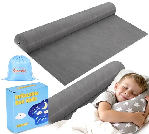 Oiomniv Bettschutzgitter Aufblasbares Bettgitter für Kleinkinder, 1er Set | Rausfallschutz Bett 138 × 57 cm, Rutschfeste Bettbegrenzung für Einzelbett, Doppelbett, Queen und King, Zuhause und Reisen