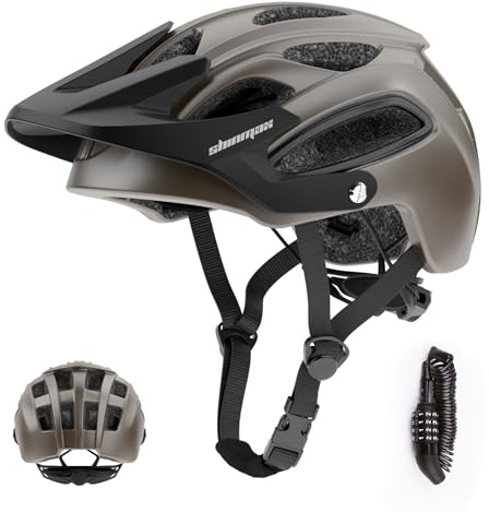 Shinmax Fahrradhelm für Damen und Herren mit Visier, Schloss, MTB & Alltag | CE Zertifizierter Ultraleichter Radhelm für Erwachsene, Waschbares Fliegennetz für MTB, Alltag, Sport und Touren Rennradhelm