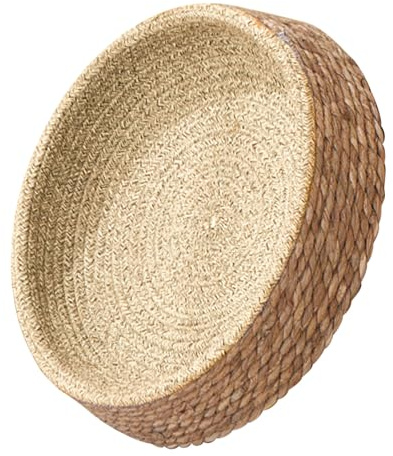 MUCKLILY Natural Woven Kennel Dog Sleeping Nest Mat Comfortable Breathable Grass Willow Braided round Shaped Pet Bed for Small Dogs and Cats