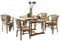 SAM Teak-Holz Gartengruppe Borneo, 5tlg. Set aus 1x Holztisch + 4X Gartenstühle Moreno, Ausziehtisch 120–170 cm, mit Schirmloch