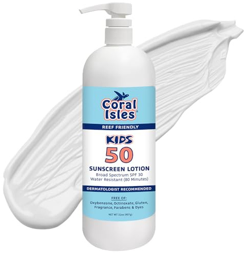 Rocky Mountain Sunscreen | SPF 50 Lotion for Kids Broad Spectrum UVA/UVB Protection | Hawaii 104 Act Compliant (Oxybenzone & Octinoxate Free) | Water Resistant 80 Min. |Quart With Pump (32 Fl Oz)