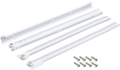 Sourcingmap 16-inch Keyboard Slide Glide, Roller Wheel Cabinet Drawer Runner, White, 1 Pair