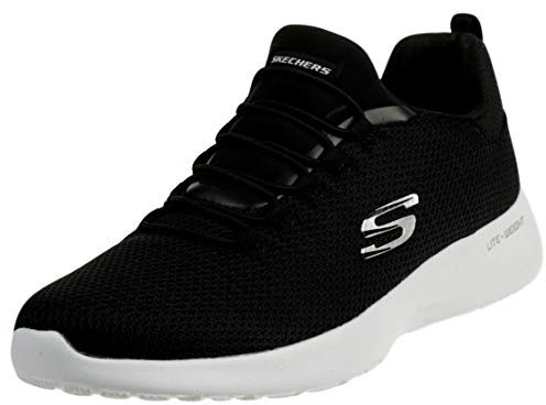 Skechers Hombre 52189 Zapatillas, Black Mesh White Trim, 45 EU