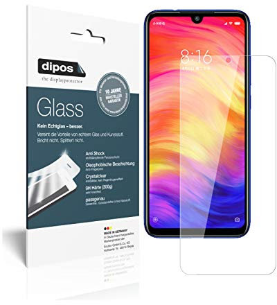 dipos I 2X Protector de Pantalla Compatible con Xiaomi Redmi Note 7 Vidrio Flexible Cristal Proteccion 9H (1x Delantera + 1x Trasera)