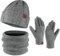 Bequemer Laden Herren Winter Warm Mütze Loop Schal und Touchscreen Handschuhe Set mit Fleece Gefütterte Thermo Wintermütze Strickmütze Schlauchschal Winterhandschuhe Geschenk für Männer, A Grau