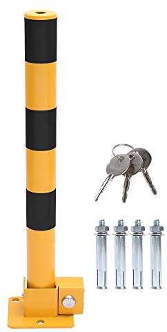 TOPWAY Barriera Parcheggio Auto Dissuasore Posta Pieghevole Palo di Barriera di Blocco del Parcheggio per Auto, Giallo e Nero, 60cm Altezza