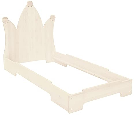 BioKinder Kai Stapelbett Kinderbett Holzbett mit Kopfteil Krone 70 x 140 cm aus Massivholz Kiefer weiß lasiert
