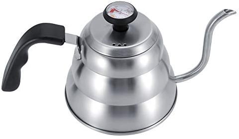 Hervidor con cuello de cisne Con termómetro, Tetera para Goteo de Acero Inoxidable con Cuello de Cisne, Cafetera de Goteo, Tetera Inicio De Goteo A Mano para el Hogar(1L)