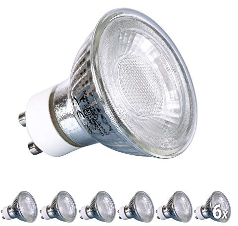 max K O M F O R T 6x GU10 LED Leuchtmittel Premium Glas 3W Lampe Glühbirne neutralweiß 240 Lumen MR16 Ersatz Halogenlampe 38° Reflektor