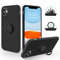 SouliGo for iPhone 11 Case Silicone Gel with 360° Ring Holder Kickstand【Compatible Magnetic Car Mount】 Slim Fit Soft Rubber Protective Shockproof Phone Cover Cases for iPhone 11 6.1 - Black