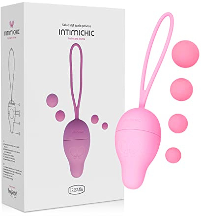 Irisana - Chinesische Kugeln für den Beckenboden - In 4 Größen - Rosa - Für Kegelübungen - Weibliche Intimgesundheit - BPA-freies Silikon und Stahl - Intimichic