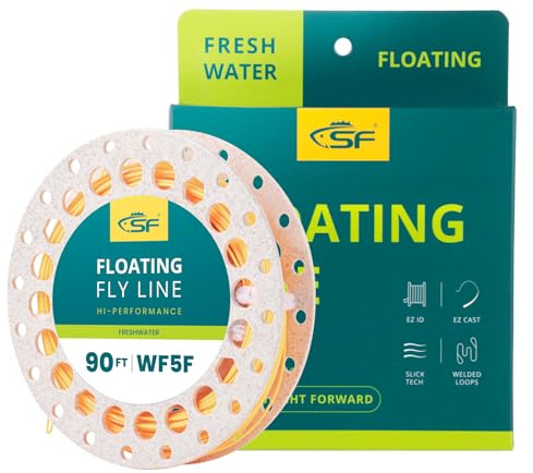 SF Fliegenfischen Schnur Schwimmend mit geschweißten Schlaufengewicht-Vorwärtsfliegenschnüren #Orange 90FT WF5F
