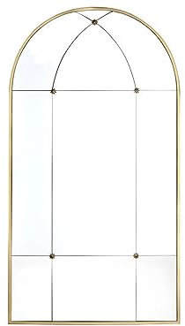 Vente-unique-Spiegel Vintage Fenster-Optik - Metall - 80 x 150 cm - Goldfarben - PALMYRE