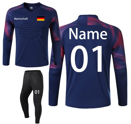 LAIFU Torwarttrikot Personalisieren (Torwarttrikot + Torwarthose) 4 Farben Torwarttrikot Kinder Erwachsene Name Team Nummer