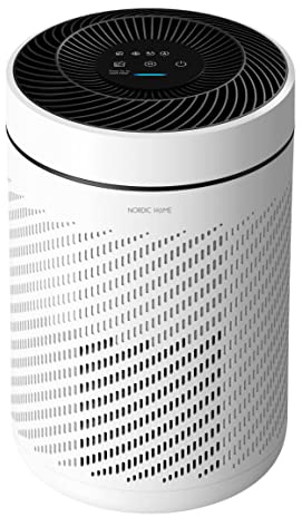 Nordic Home Culture Luftreiniger für Allergiker, 3 Luftreinigungsmodi Auto- Turbo- & Silentmodus, H13 HEPA Filter, Filterstatusanzeige, 99.97% Filterleistung gegen Gerüche, Staub, Pollen, Keime, weiß