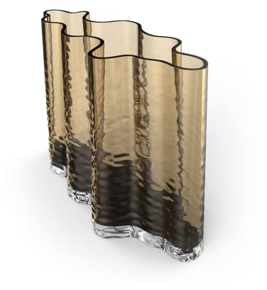 Cooee Design Gry Wide Vase 24cm Cognac, Glasvase, Tulpenvase, Cognac-Farbe
