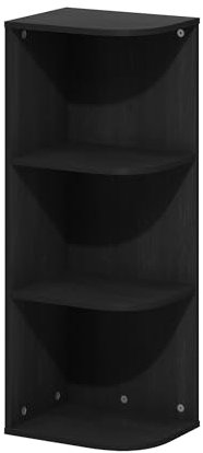 Furinno Pasir Bibliothèque d'angle ouverte à 3 niveaux, Bois Noir, 3-Tier Corner