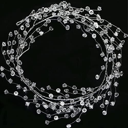 Jishi 6.8 m Eisdraht, transparente Girlande, Weihnachtsdiamant, Eisschmuck, Girlande, Weihnachtsbaumschmuck, Acryl, Kunststoff, Kristall, Diamant, Perlenschnur, Ast, Stränge für DIY, Kranz, Basteln