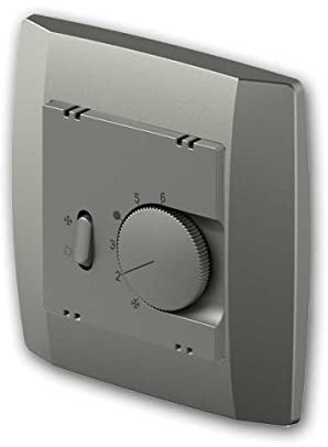 LOGIQ Thermostat-Schalter für Heizung/Kühlung, titan, mit Rahmen, Kabelanschluss per Federklemmen