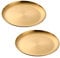 Oneroomone 2 Stücke Edelstahl-Goldplatten, Runde Teller aus Edelstahl, Runde Servierplatte mit Goldenem Tablett, für Zuhause, Camping im Freien, Picknick