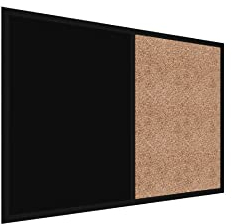 ALLboards Kombitafel 2 in 1 Schwarze Magnetische Kreidetafel & Kork-Pinnwand schwarz magnetisch 60x40cm Holzrahmen Schwarz Lackiert, Korktafel Schwarze Magnetische Kreidetafel