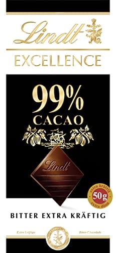 Lindt EXCELLENCE 99 % Kakao - Edelbitter-Schokolade | 50 g Tafel | Extra kräftige Bitter-Schokolade | Intensiver Kakao-Geschmack | Dunkle Schokolade | Vegane Schokolade | Schokoladengeschenk