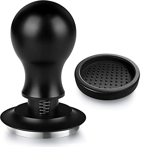 VOVANE Kaffee Tamper 58mm, Edelstahl Espress Tamper mit eingebautem Federmechanismus für konstanten horizontalen Druck