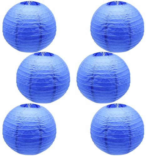 CEEYSEE 6 Stück Papierlaterne Saphirblau 30 cm Hängende Runde Papierlaternen Faltbar Papier Lampions für Brautpartys Geburtstag Feiern Garten Deko(DL/BLS)