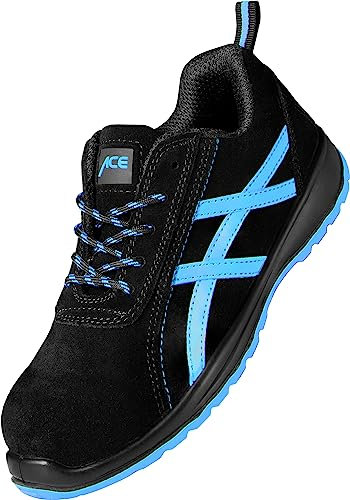 ACE Aurora Frauen-Arbeitsschuhe - sportliche Sicherheitsschuhe für die Arbeit - S1 SRA - Schwarz/Blau - 36