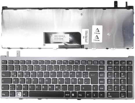 DEUTSCHE - Schwarz Tastatur Keyboard mit Grau Rahmen kompatibel für Sony Vaio VGN-AW