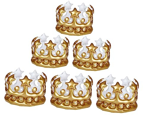 ibasenice 6st Kostümkrone Geburtstagsparty-hut Lustige Partyhüte Geburtstagskrone Requisite Königskrone Für Männer Sprengen Sie Die Tiara-krone Spielzeug Kind Aufblasbar Prinzessin Hut Pvc