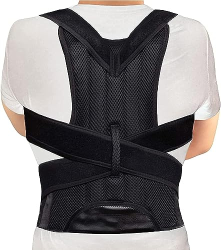 WONFAST Posture Corrector for Women and Men, Adjustable Back Straightener Posture Corrector,Upper Lower Back Brace Support Belt for Men Women Body Neck Shoulder Trainer (XXXXL, Black)