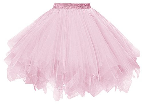 Dressever Damen Tüllrock 50er Rockabilly Petticoat Retro Tutu Ballet Cosplay Prom Abendkleider Anlass Rosa X-Large