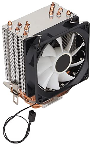 Bewinner Schwarzer CPU Kühler mit 6 Heatpipes 90 Mm 3 Pin PWM Lüfter, Computer CPU Lüfter mit RGB Licht, für LGA775 1155 1156 AM2 AM3 (90 mm, 38 CFM, 20 dB, 2000 rpm, Desktop, Laptop)