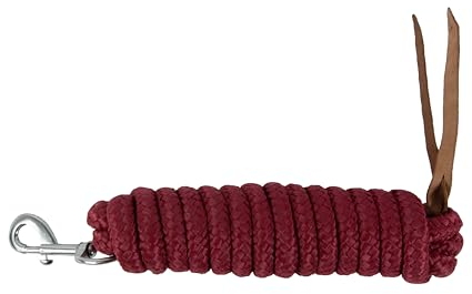 Brama-West Bodenarbeitsseil Bodenleine - mit Karabiner & Lederklatsche - Westernrope - 4 Meter - Dunkelrot