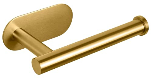 Porta carta igienica autoadesivo, in acciaio inox SUS304, ispessito, antiruggine, senza fori, adatto per bagno, cucina, bagno (oro)