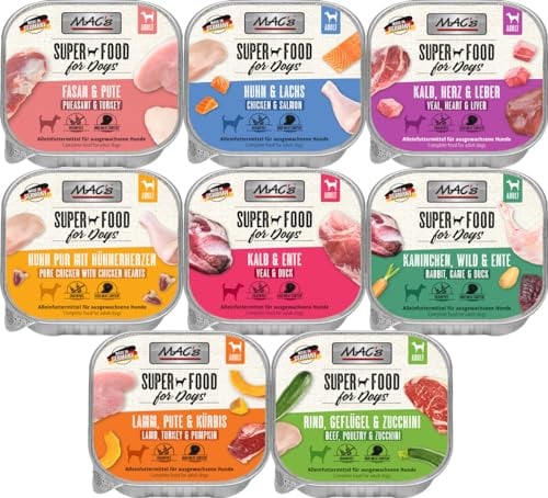 Mac's Dog | 10x 150g Mix mit garantiert 5 verschiedenen Sorten | getreidefreies Hundefutter mit über 90% Fleischanteil | Nassfutter für Hunde ohne künstliche Zusatzstoffe (10, 150g)