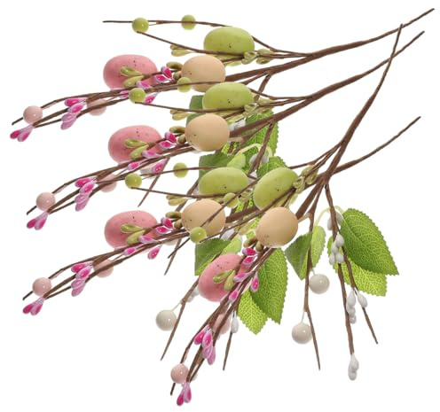 Ciieeo 4pcs Egg Berry Cuttings Easter Egg Twig Picks Easter Decorations s Branches Fake Stems Branch Floral Arrangement Centerpiece Iron Wire Artificial Spray