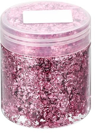 sourcing map Gold Foil Flakes for Resin, 3g Metallic Foil Flakes, Imitation Gold Foil Flakes Metallic Leaf for Nail Art, Resin Art, Crafts, Painting, Candle and Jewelry Making, Pink