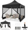 COBIZI Faltpavillon 3x3 Pavillon 3x3m Wasserdicht Stabil, Partyzelt Faltbar mit 4 Seitenwänden Moskitonetz Pop Up Gartenpavillon Anti-UV für Garten, Schwarz
