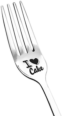 I Love Cake Fork for Daughter Son Birthday Gifts for Best Friend Friendship Gifts for Women Men Cake Lover Gifts for Boyfriend Anniversary present from Girlfriend Mum and Dad Gifts for Grandma Grandpa