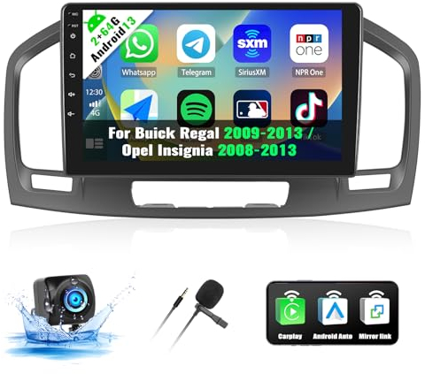 [2G+64G] Android 13 Autoradio für Buick Regal 2009-2013/Opel Insignia 2008-2013, Wireless Apple Carplay Android Auto, 9 Zoll HD Touchscreen Autoradio mit Bluetooth WiFi/GPS/FM RDS SWC+Rückfahrkamera