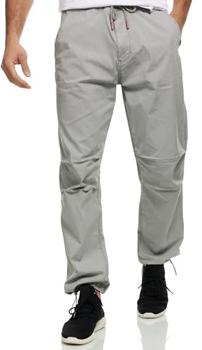 Indicode Herren INPaulino Stoffhose aus 98% Baumwolle | Herrenhose Freizeithose für Männer Lt Grey, L