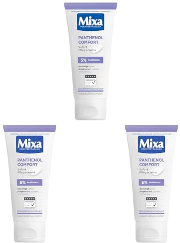 Mixa Sofort Pflegecreme für empfindliche und irritierte Haut, Wundheilcreme gegen Rötungen und extreme Trockenheit, Mit Panthenol, Panthenol Comfort, 50 ml (Packung mit 3)