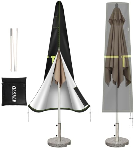 QLSXLB Copri Ombrellone, Tessuto Oxford 420D Copertura per Ombrellone 190x32/50cm, Telo Protettiva per Ombrellone con Asta e Cerniera per Giardino Spiaggia Balcone Impermeabile, Antivento, anti-UV